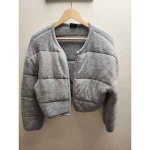 Out From Under Grey Puffer Cropped Jacket Cardigan Sweater Womens M